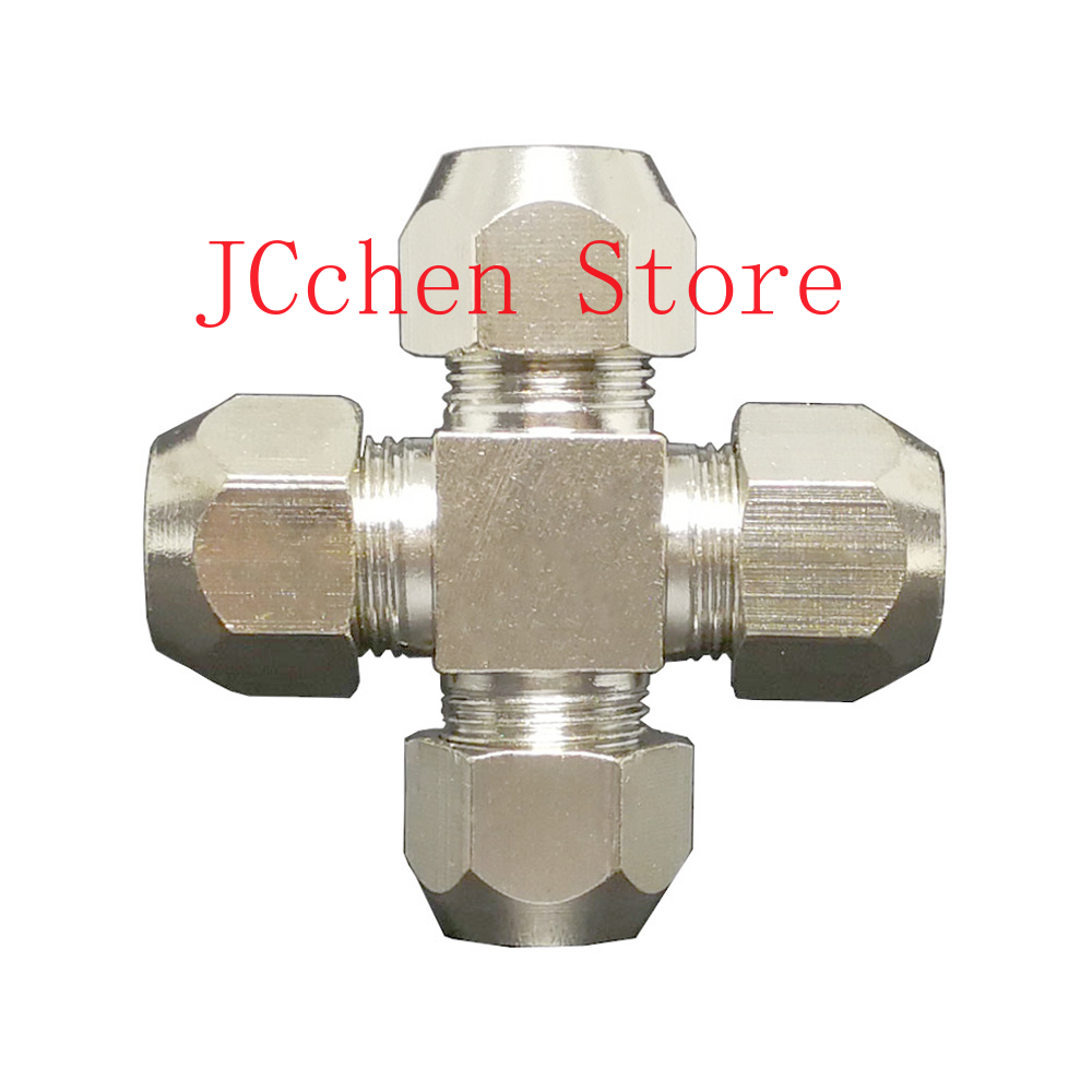 Compression Fitting Brass - フィット6/8/10/12mm外径チューブ用クロス4ウェイ圧縮ユニオン継手ニッケルメッキ真鍮水ガス燃料