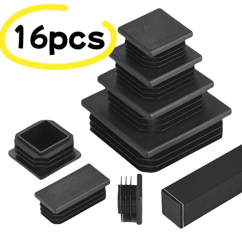 Plastic Pipe Clip - 16個入り ブラック プラスチック製 ブランキング エンドキャップ スチール製