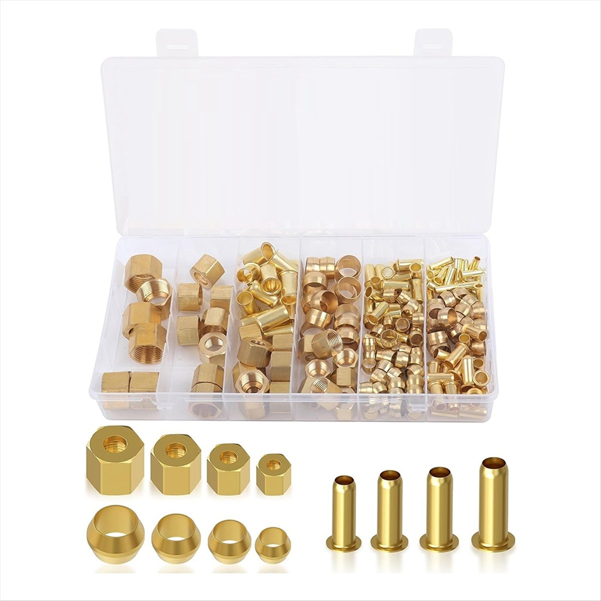 AT16 180個入り圧縮継手詰め合わせキット-(1/4イン - Compression Fitting Brass のレビューと価格